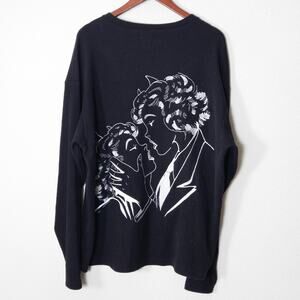 Boys Lie Black Long Sleeve Thermal Top OS Soft Grunge Graphic Oversized